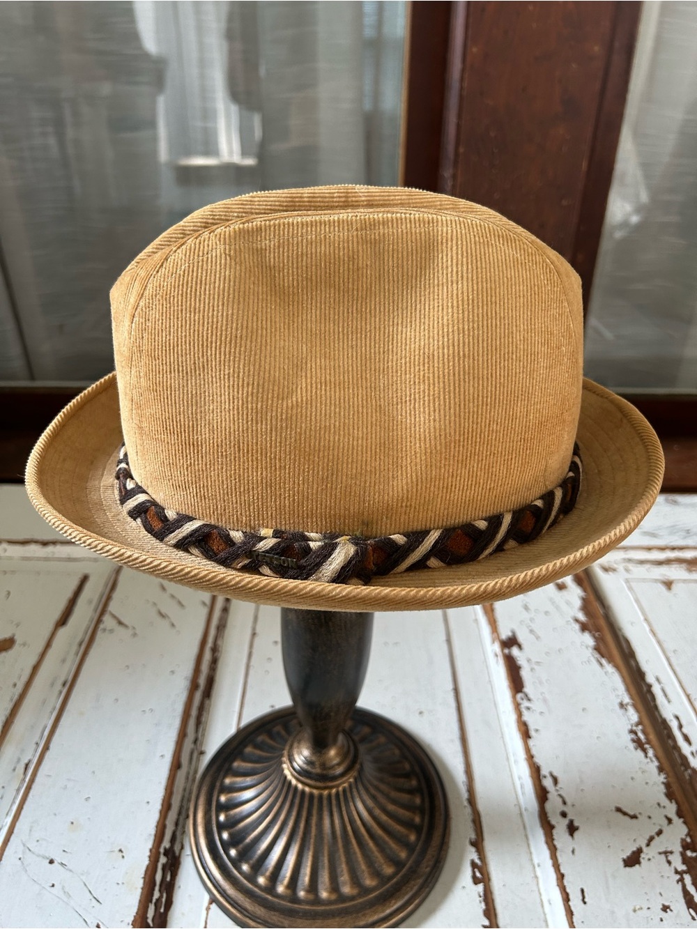 Vintage STETSON Corduroy Fedora Tan Size 7 1/8 Men's Hat 1970's
